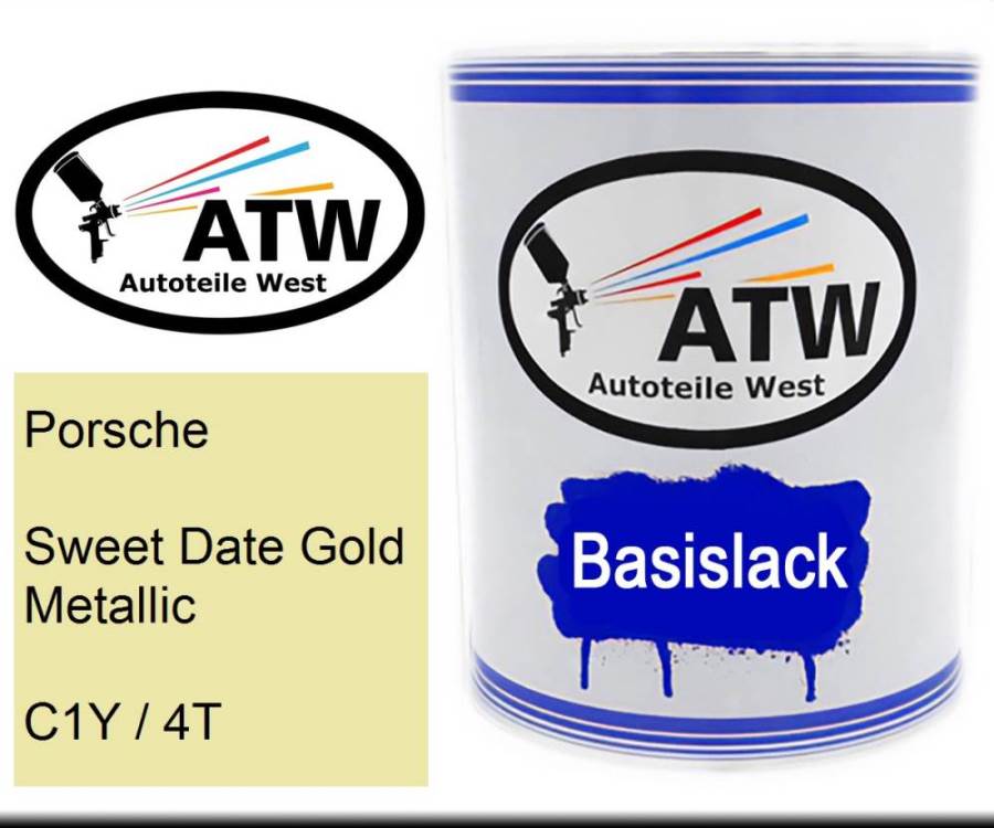 Porsche, Sweet Date Gold Metallic, C1Y / 4T: 1L Lackdose, von ATW Autoteile West.